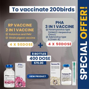 RP Rotavirus 2 in 1 vaccine and PHA 3 in 1 vaccine. 200 Birds.