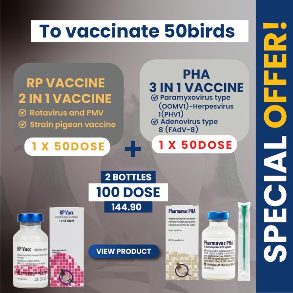 RP Rotavirus 2 in 1 vaccine and PHA 3 in 1 vaccine. 50 Birds.